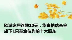 欧派家居连跌10天，华泰柏瑞基金旗下1只基金位列前十大股东