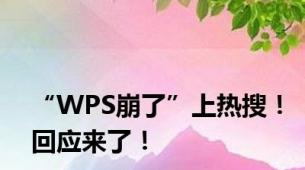 “WPS崩了”上热搜！回应来了！