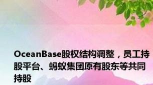 OceanBase股权结构调整，员工持股平台、蚂蚁集团原有股东等共同持股