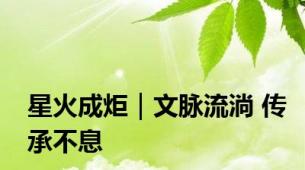 星火成炬｜文脉流淌 传承不息