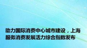 助力国际消费中心城市建设，上海服务消费发展活力综合指数发布