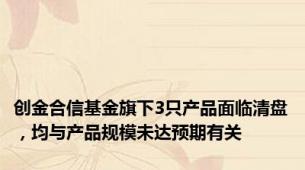 创金合信基金旗下3只产品面临清盘，均与产品规模未达预期有关