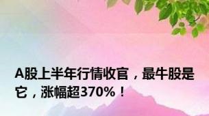 A股上半年行情收官，最牛股是它，涨幅超370%！