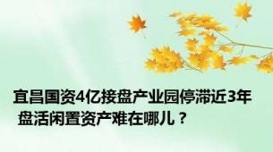 宜昌国资4亿接盘产业园停滞近3年  盘活闲置资产难在哪儿？