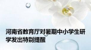 河南省教育厅对暑期中小学生研学发出特别提醒