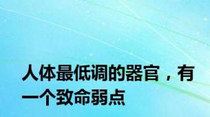 人体最低调的器官，有一个致命弱点