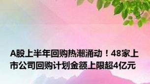 A股上半年回购热潮涌动！48家上市公司回购计划金额上限超4亿元