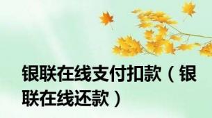 银联在线支付扣款（银联在线还款）