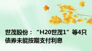 世茂股份：“H20世茂1”等4只债券未能按期支付利息