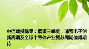 中信建投陈果：展望三季度，消费电子创新周期及全球半导体产业复苏周期值得期待