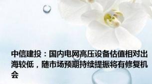 中信建投：国内电网高压设备估值相对出海较低，随市场预期持续提振将有修复机会