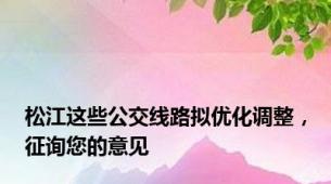 松江这些公交线路拟优化调整，征询您的意见