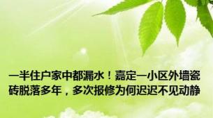 一半住户家中都漏水！嘉定一小区外墙瓷砖脱落多年，多次报修为何迟迟不见动静