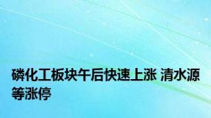 磷化工板块午后快速上涨 清水源等涨停