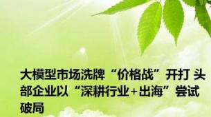 大模型市场洗牌“价格战”开打 头部企业以“深耕行业+出海”尝试破局