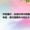 平安银行：拟发行年内首期二级资本债，发行规模为300亿元