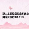 亚太主要股指收盘多数上涨，韩国综合指数涨1.11%