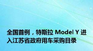 全国首例，特斯拉 Model Y 进入江苏省政府用车采购目录