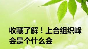 收藏了解！上合组织峰会是个什么会