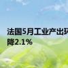 法国5月工业产出环比下降2.1%