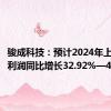 骏成科技：预计2024年上半年净利润同比增长32.92%—45.71%