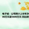 电子城：公司预计上半年净亏损3800万元至5600万元 同比转亏