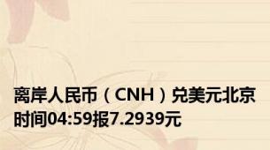 离岸人民币（CNH）兑美元北京时间04:59报7.2939元