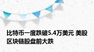 比特币一度跌破5.4万美元 美股区块链股盘前大跌