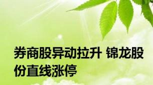 券商股异动拉升 锦龙股份直线涨停