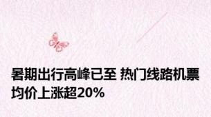 暑期出行高峰已至 热门线路机票均价上涨超20%