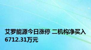 艾罗能源今日涨停 二机构净买入6712.31万元