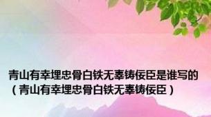 青山有幸埋忠骨白铁无辜铸佞臣是谁写的（青山有幸埋忠骨白铁无辜铸佞臣）