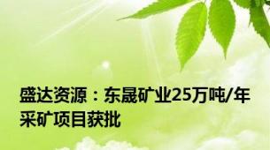 盛达资源：东晟矿业25万吨/年采矿项目获批