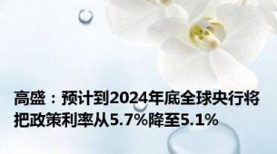 高盛：预计到2024年底全球央行将把政策利率从5.7%降至5.1%