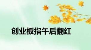 创业板指午后翻红