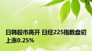 日韩股市高开 日经225指数盘初上涨0.25%