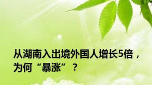 从湖南入出境外国人增长5倍，为何“暴涨”？