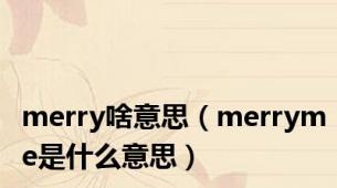 merry啥意思（merryme是什么意思）