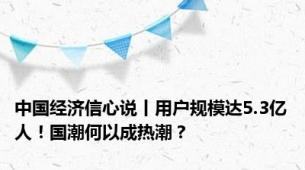 中国经济信心说丨用户规模达5.3亿人！国潮何以成热潮？