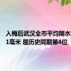 入梅后武汉全市平均降水量425.1毫米 居历史同期第4位