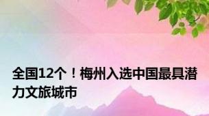 全国12个！梅州入选中国最具潜力文旅城市