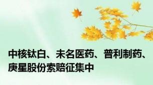 中核钛白、未名医药、普利制药、庚星股份索赔征集中