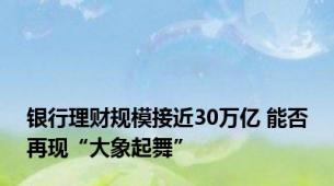 银行理财规模接近30万亿 能否再现“大象起舞”