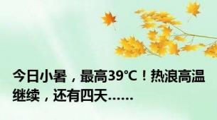 今日小暑，最高39℃！热浪高温继续，还有四天……