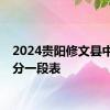 2024贵阳修文县中考一分一段表