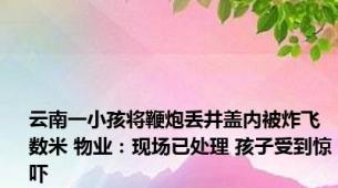 云南一小孩将鞭炮丢井盖内被炸飞数米 物业：现场已处理 孩子受到惊吓