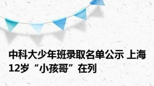 中科大少年班录取名单公示 上海12岁“小孩哥”在列