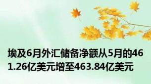 埃及6月外汇储备净额从5月的461.26亿美元增至463.84亿美元