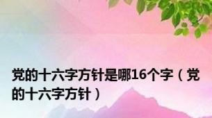 党的十六字方针是哪16个字（党的十六字方针）