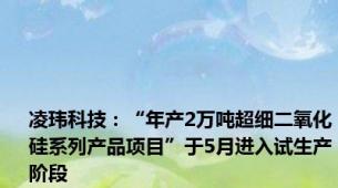 凌玮科技：“年产2万吨超细二氧化硅系列产品项目”于5月进入试生产阶段